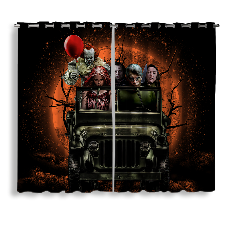 Pennywise And Friends Halloween Moonlight Window Curtain