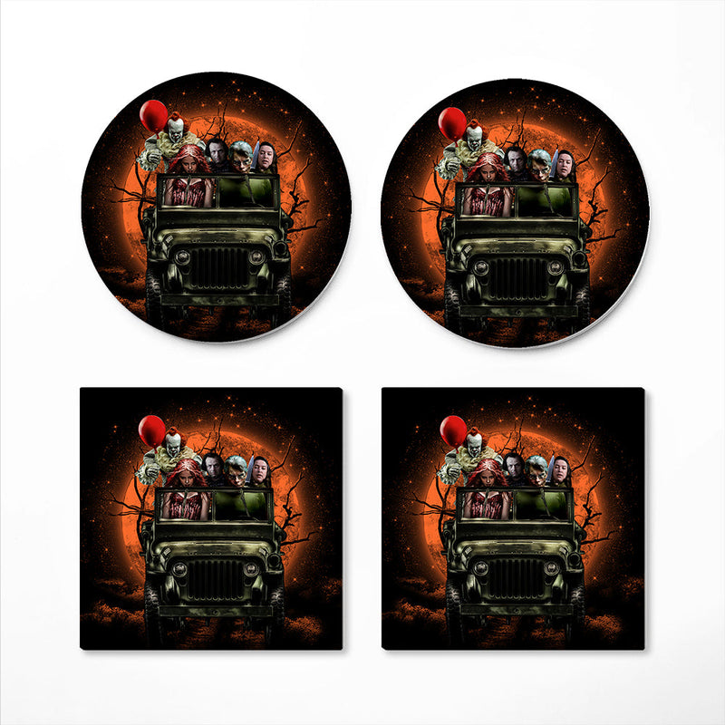 Pennywise And Friends Halloween Moonlight Ceramic Decor Coaster - Gift Idea