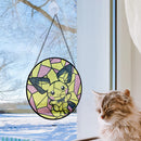 Pikachu Pokemon Round Stained Glass Suncatcher