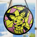 Pikachu Pokemon Round Stained Glass Suncatcher
