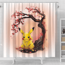 Pikachu Pokemon Cherry Blossom Japan Shower Curtain