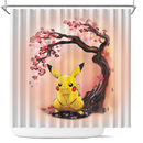 Pikachu Pokemon Cherry Blossom Japan Shower Curtain