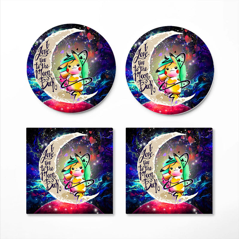 Pikachu Color Love You To The Moon Galaxy Ceramic Decor Coaster - Gift Idea