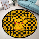 Pikachu Pokemon Yellow Checkered Round Rug