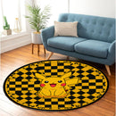 Pikachu Pokemon Yellow Checkered Round Rug