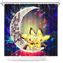 Pokemon Couple 2 Love You To The Moon Galaxy Shower Curtain Nearkii