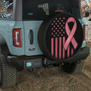 Pink Ribbon American Flag Car Spare Tire Cover