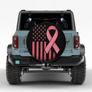 Pink Ribbon American Flag Car Spare Tire Cover