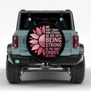 Pink Ribbon Being Strong Sunflower Jeep Car Spare Tire Cover