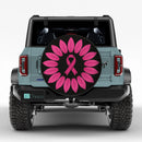 Pink Ribbon Flower Jeep Car Spare Tire Cover