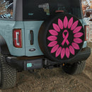 Pink Ribbon Flower Jeep Car Spare Tire Cover