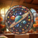 Planets And Universe Round Stained Glass Suncatcher