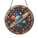 Planets And Universe Round Stained Glass Suncatcher