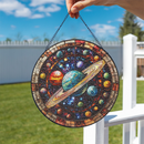 Planets And Universe Round Stained Glass Suncatcher