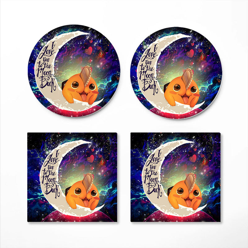 Pochita Chainsaw Man Anime Love You To The Moon Galaxy Ceramic Decor Coaster - Gift Idea