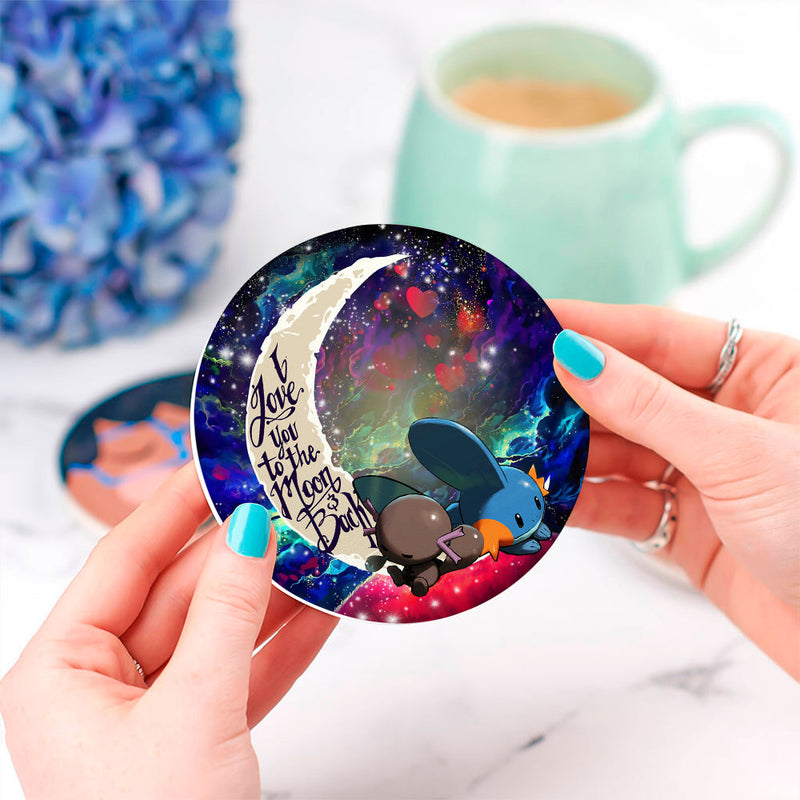 Pokemon Mudkip Love You To The Moon Galaxy Ceramic Decor Coaster - Gift Idea