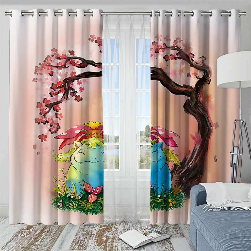 Pokemon Cherry Blossom Window Curtain