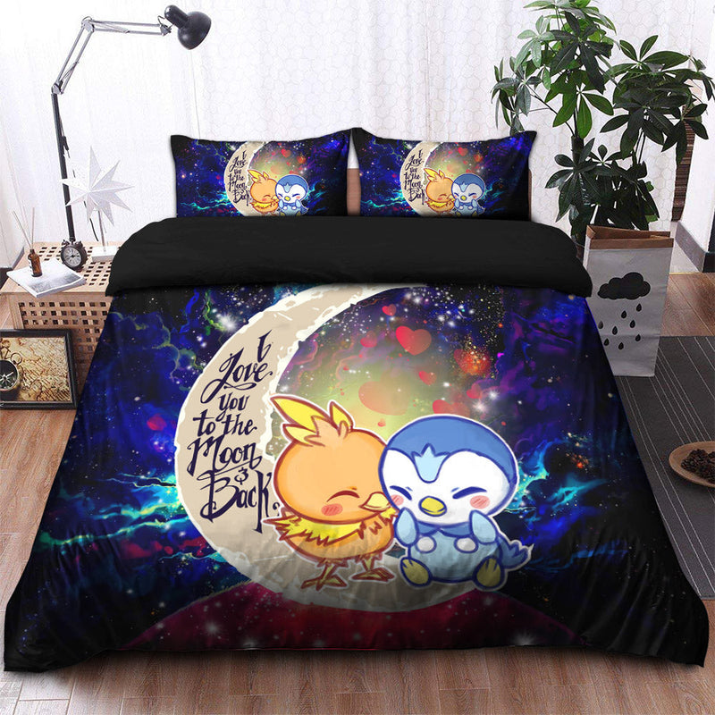 Pokemon Torchic Piplup Love You To The Moon Galaxy Bedding Set Duvet Cover And 2 Pillowcases Nearkii