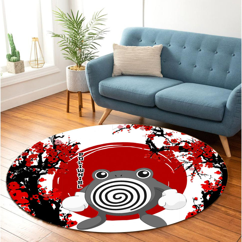 Poliwhirl Pokemon Japan Style Stained Glass Round Rug