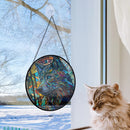 Psychedelic Wolf Round Stained Glass Suncatcher