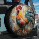 Round Vintage Chicken Wood Jeep Car Spare Tire Cover