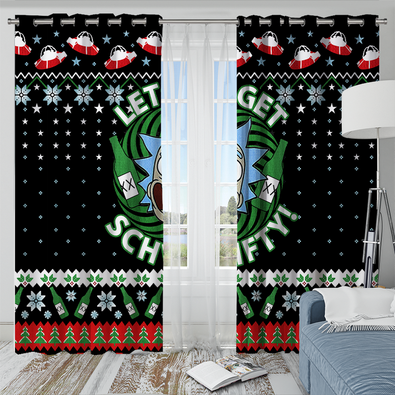 Rick And Morty Christmas Window Curtain