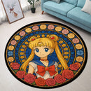 Sailor Moon Rose Stained Glass Round Rug