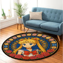 Sailor Moon Rose Stained Glass Round Rug