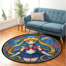 Sailor Moon Stained Glass Round Rug