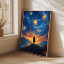 Samurai Shadow Under Starry Night In A Fantasy Art - Living Room - Canvas Wall Art - Print - Wall Decor