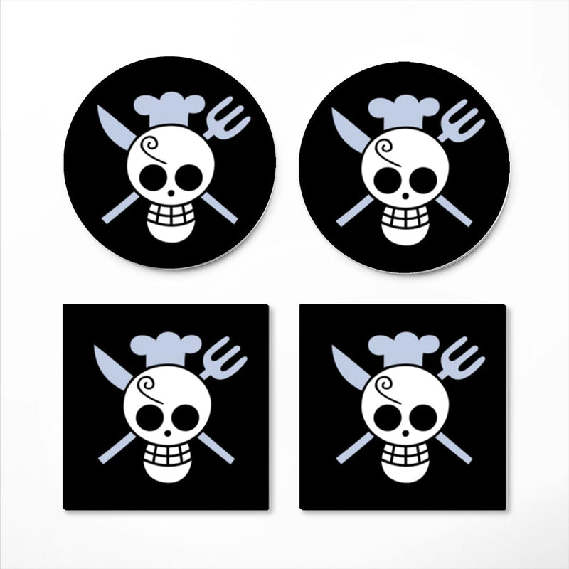 Sanji One Piece Icon Skull Ceramic Decor Coaster - Gift Idea