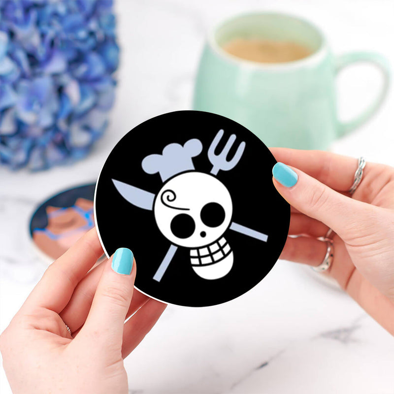 Sanji One Piece Icon Skull Ceramic Decor Coaster - Gift Idea