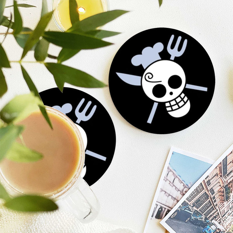 Sanji One Piece Icon Skull Ceramic Decor Coaster - Gift Idea