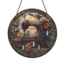 Sewing Machine Round Stained Glass Suncatcher