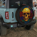 Skull Rose Stained Glass Jeep Car Spare Tire Cover