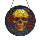 Skull Rose Stained Glass Suncatcher