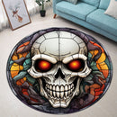 Skull Stained Glass Round Rug