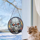 Metal Skull Round Stained Glass Suncatcher