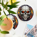 Skull Christmas Stained Glass Decor Coaster - Gift Idea