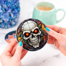 Skull Christmas Stained Glass Decor Coaster - Gift Idea