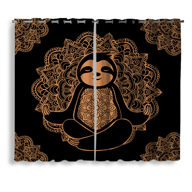 Sloth Yoga Mandala Window Curtain