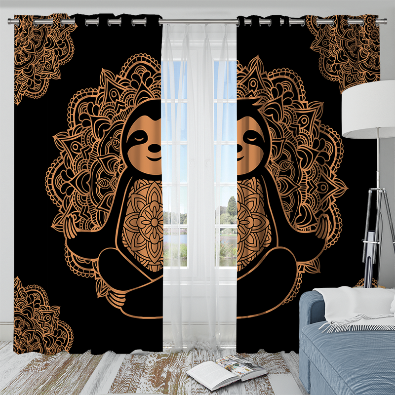 Sloth Yoga Mandala Window Curtain