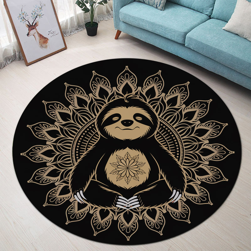 Sloth Mandala Round Rug