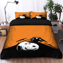 Snoopy Peek Under the Blanket Orange Bedding Set