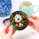 Snoopy Stained Glass Decor Coaster - Gift Idea