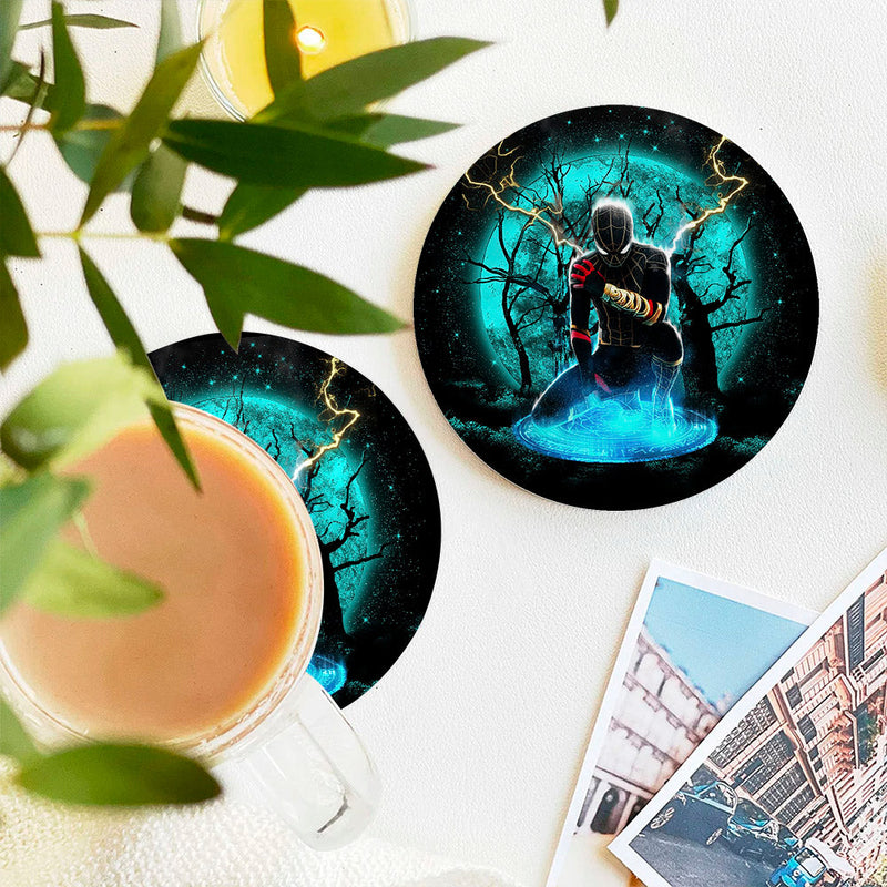 Spiderman BlackSuit No Way Home Moonlight Ceramic Decor Coaster - Gift Idea