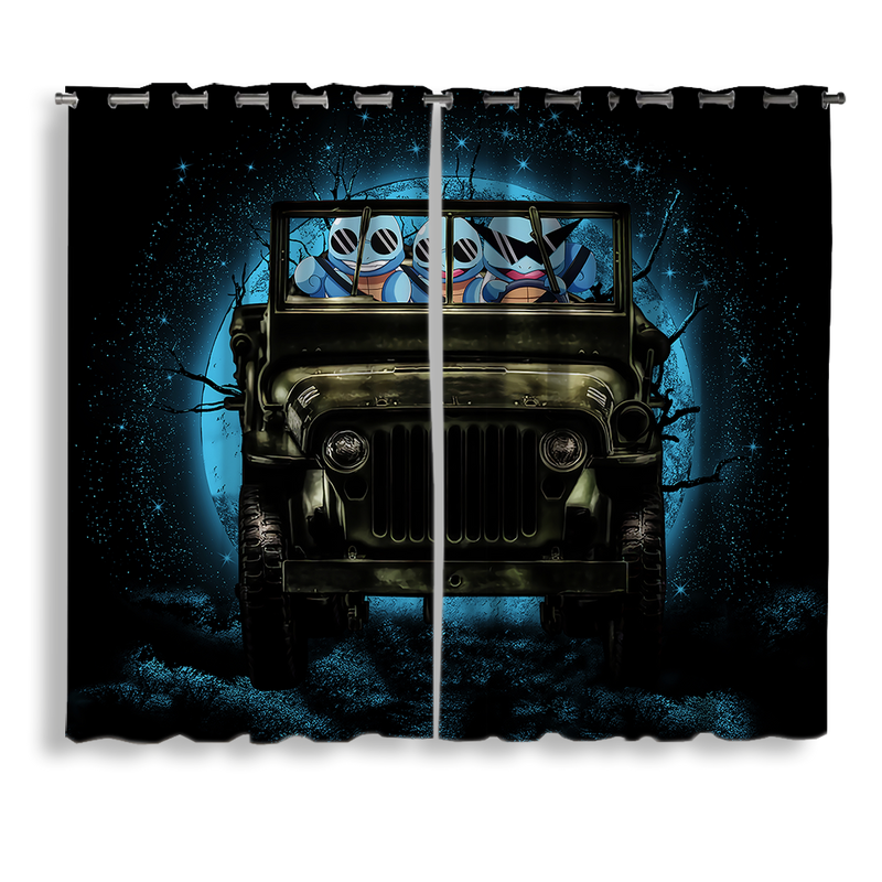 Squirtle Gangster Pokemon Halloween Moonlight Window Curtain