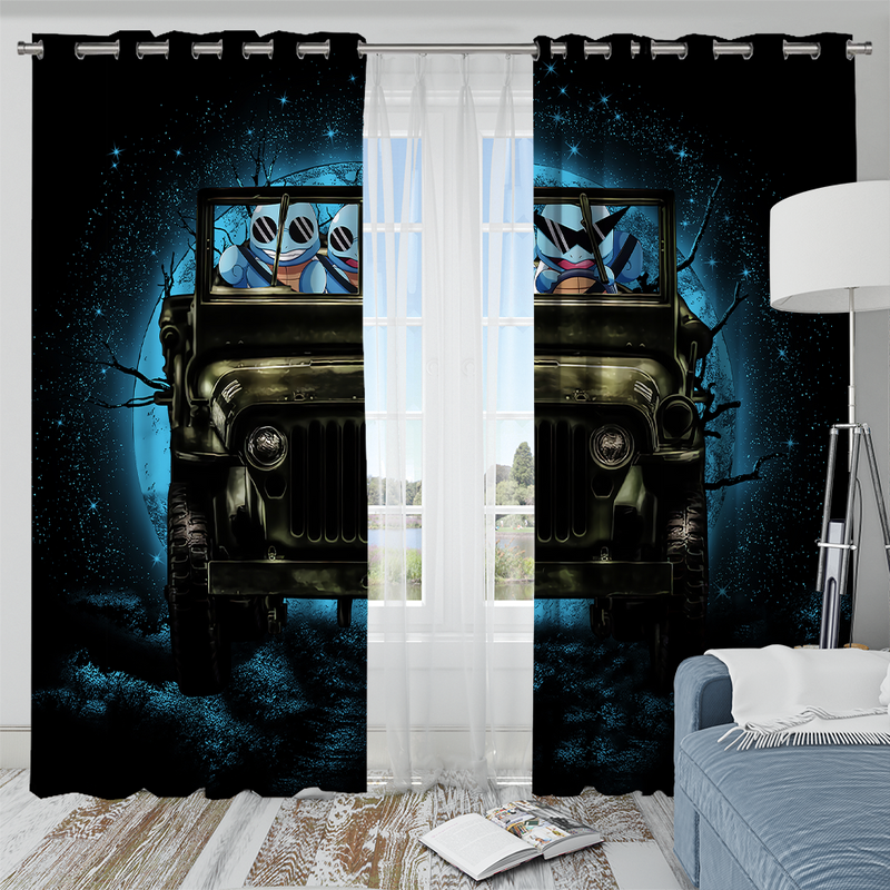 Squirtle Gangster Pokemon Halloween Moonlight Window Curtain