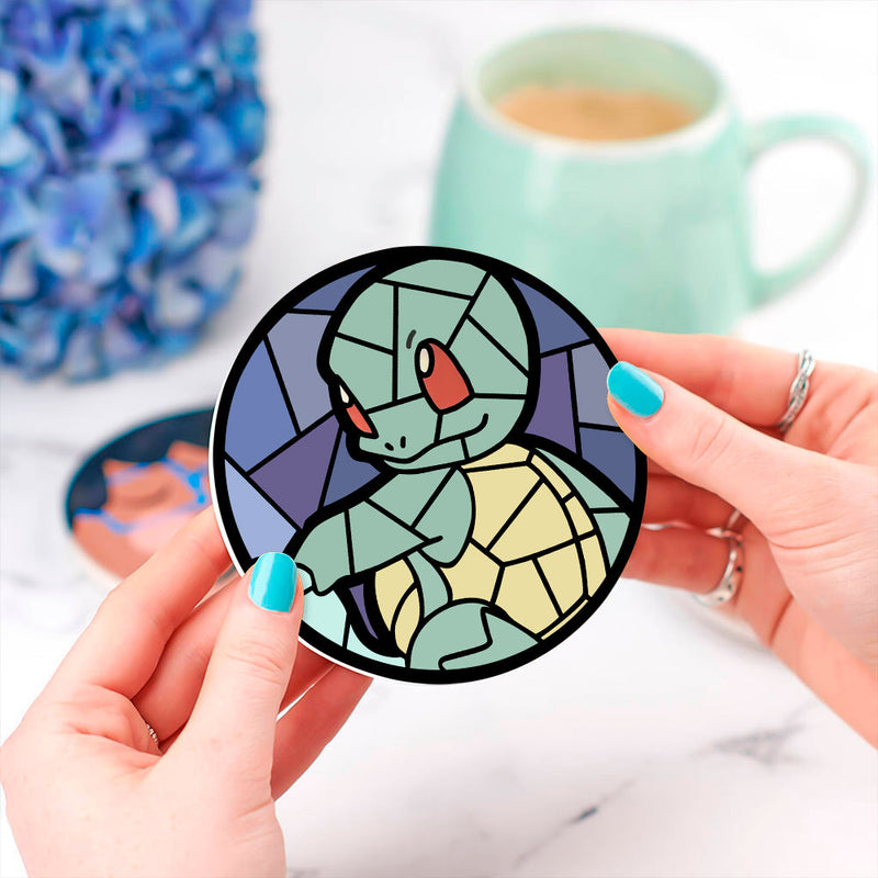 Squirtle Christmas Stained Glass Decor Coaster - Gift Idea