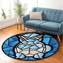 Squirtle Sunglasses Pokemon Stained Glass Round Rug